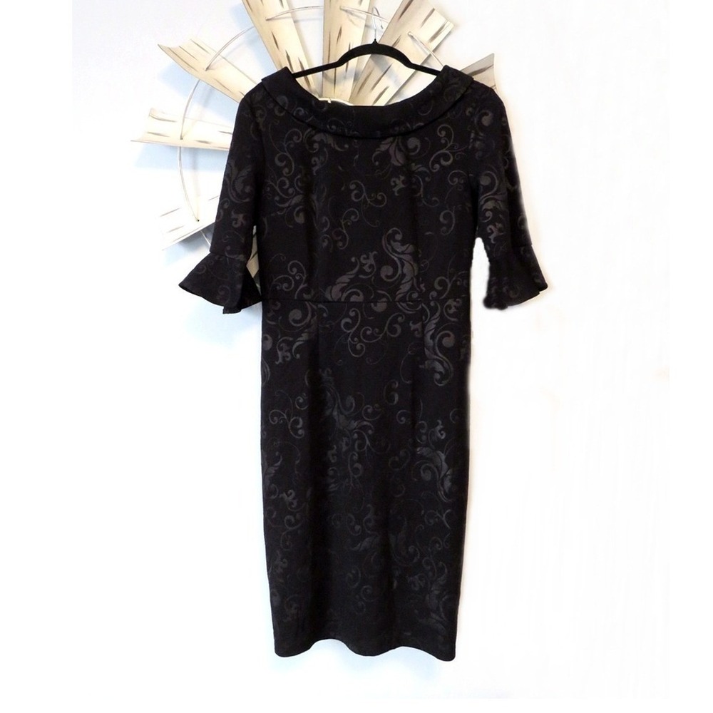 NWT Noctflos Retro Floral Trumpet Bell Sleeve Vintage Business Sheath Dress L - Picture 3 of 8